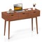 48 Inch Walnut Writing Computer Desk with 3 Drawers and Solid Wood Legs